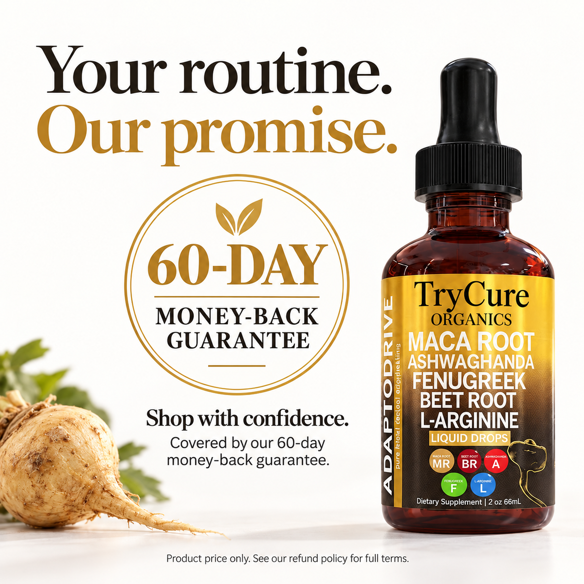 TryCure Maca Root Drops — guarantee