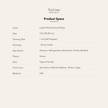Product Specs - 2 FL OZ liquid herbal extract
