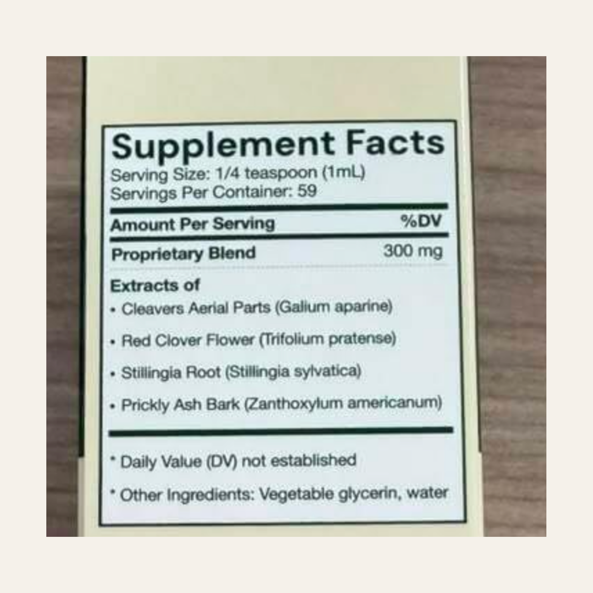 Supplement Facts - TryCure Organics Lymphatic Drainage Drops