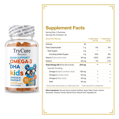 TryCure Omega-3 plus DHA Kids supplement facts
