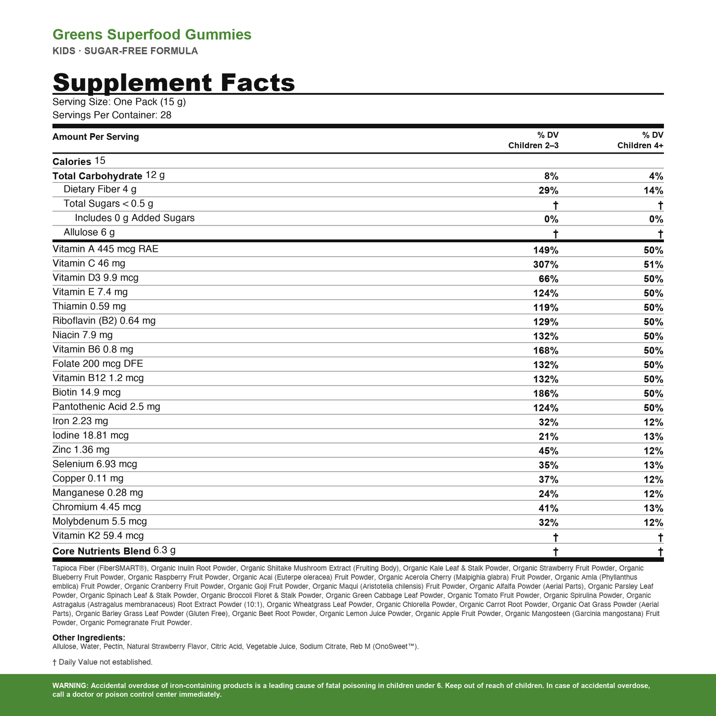 TryCure Greens Gummies — 06-supplement-facts