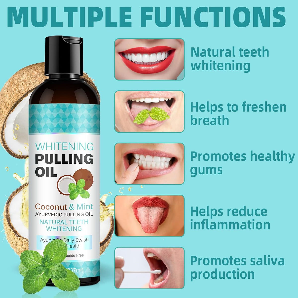 TryCure® Whitening Pulling Oil, Coconut & Mint