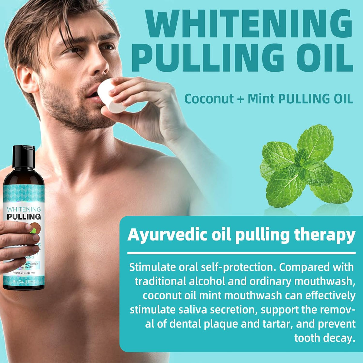TryCure® Whitening Pulling Oil, Coconut & Mint