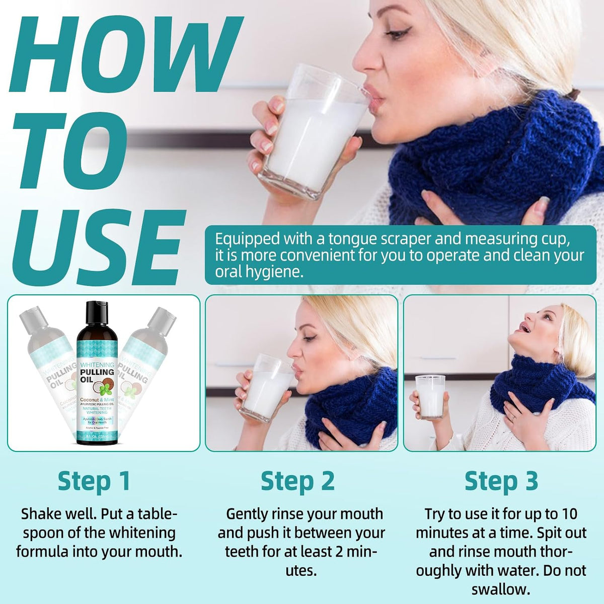 TryCure® Whitening Pulling Oil, Coconut & Mint