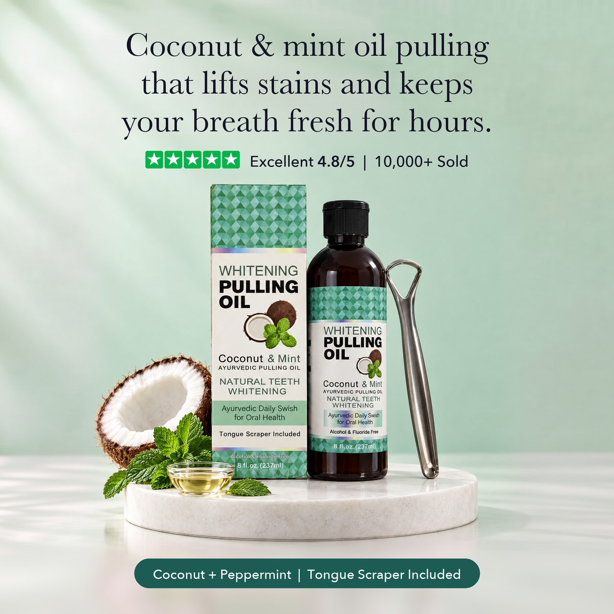 TryCure® Whitening Pulling Oil, Coconut & Mint