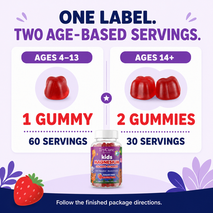 TryCure Kids Magnesium — age-based serving guide (3 of 5)