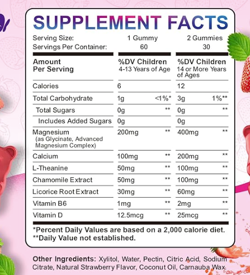 TryCure Kids Magnesium — complete Supplement Facts (5 of 5)