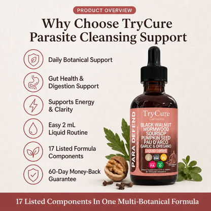 TryCure Black Walnut Wormwood Parasite Cleanse — 04 product overview coral bottle