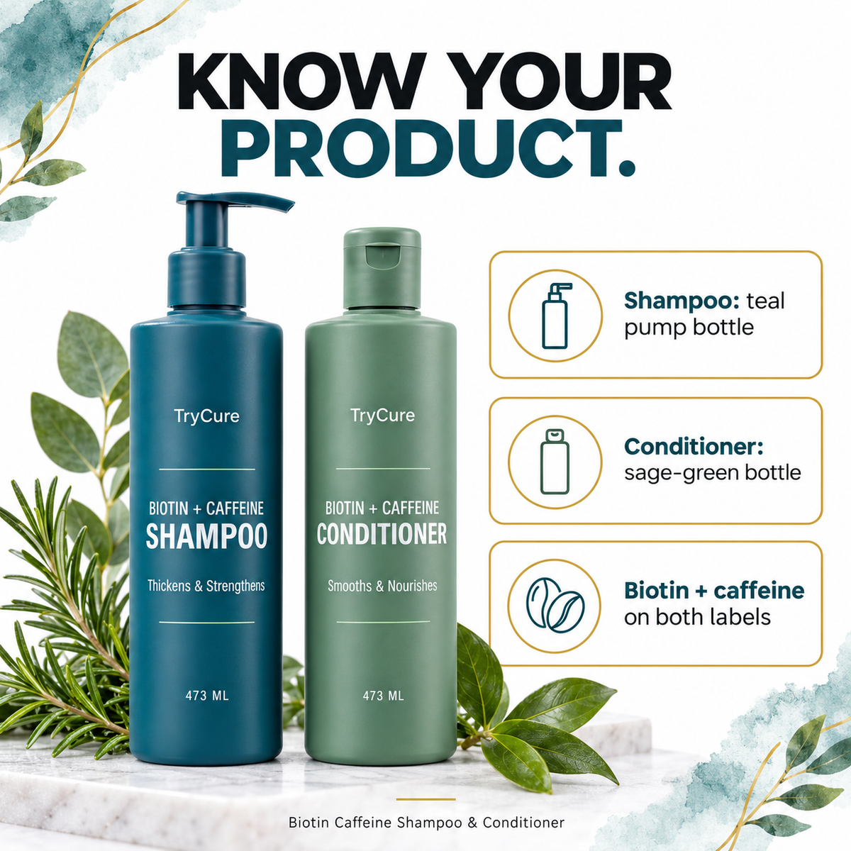 Biotin Caffeine Shampoo & Conditioner — details