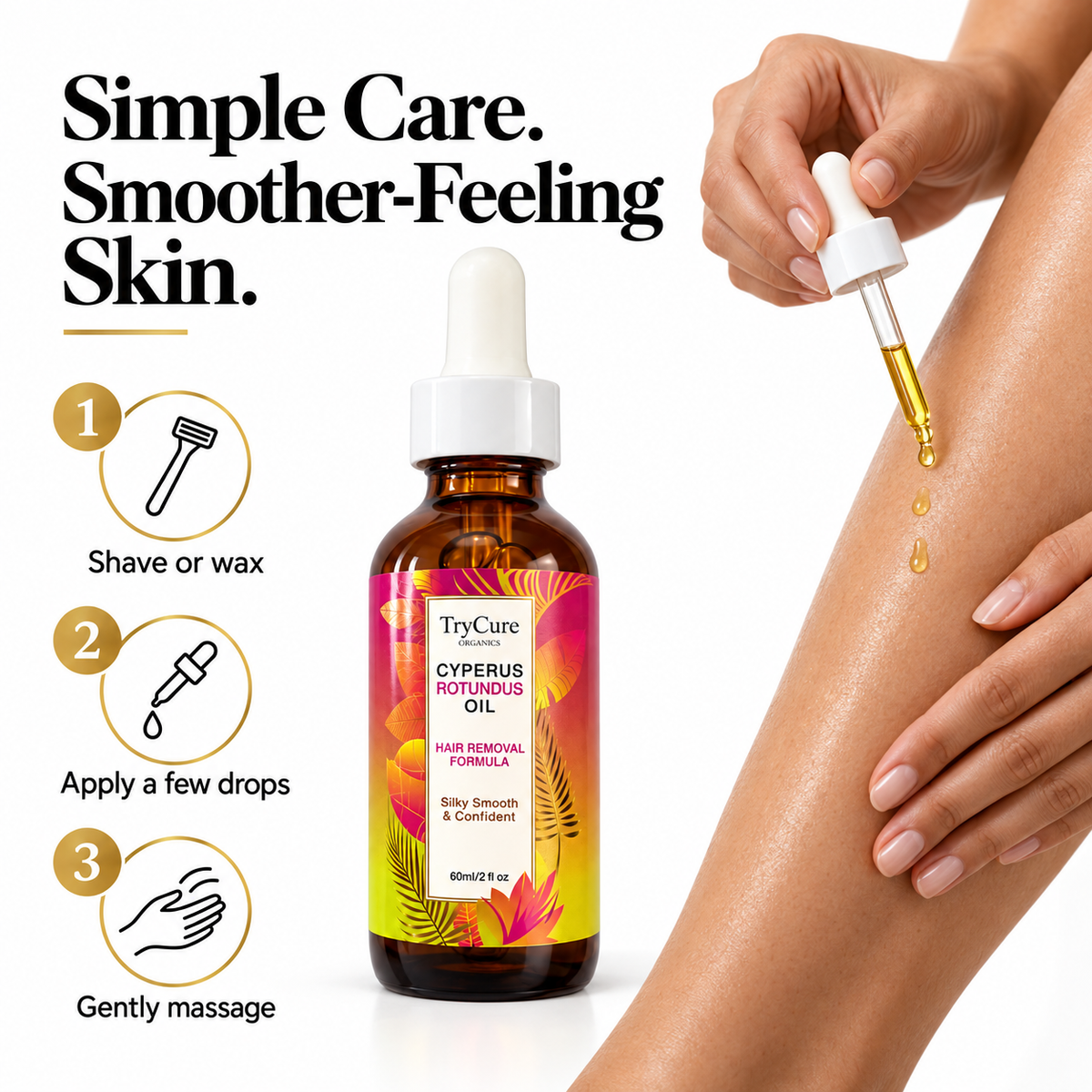 TryCure Cyperus Rotundus Oil — a few drops after shaving or waxing