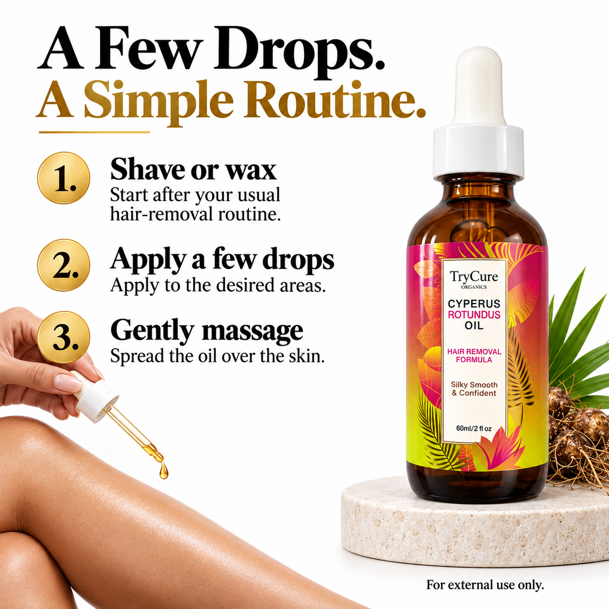 TryCure Cyperus Rotundus Oil — apply a few drops after shaving or waxing