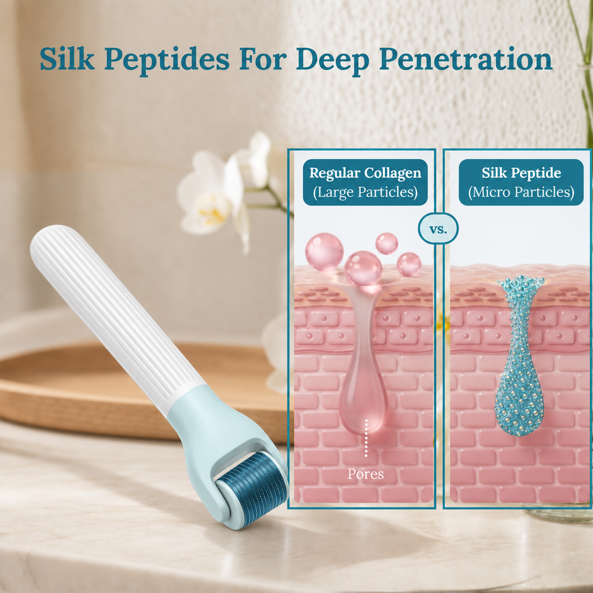 TryCure Derma Roller beside a skin penetration comparison