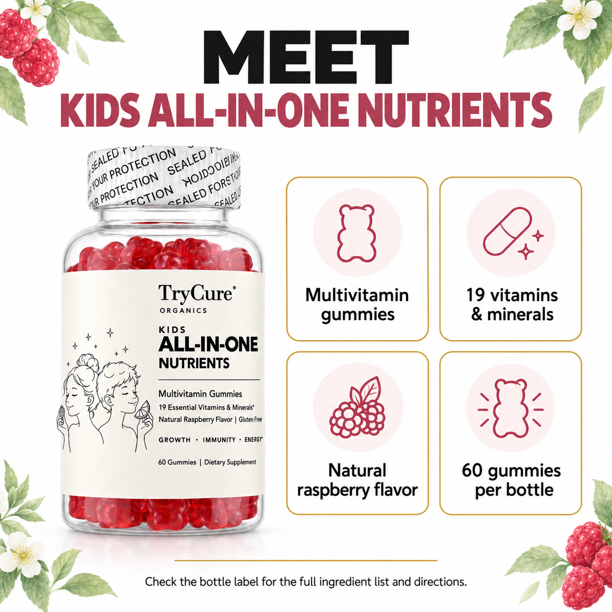 TryCure® Multivitamin Gummies For Kids — formula overview