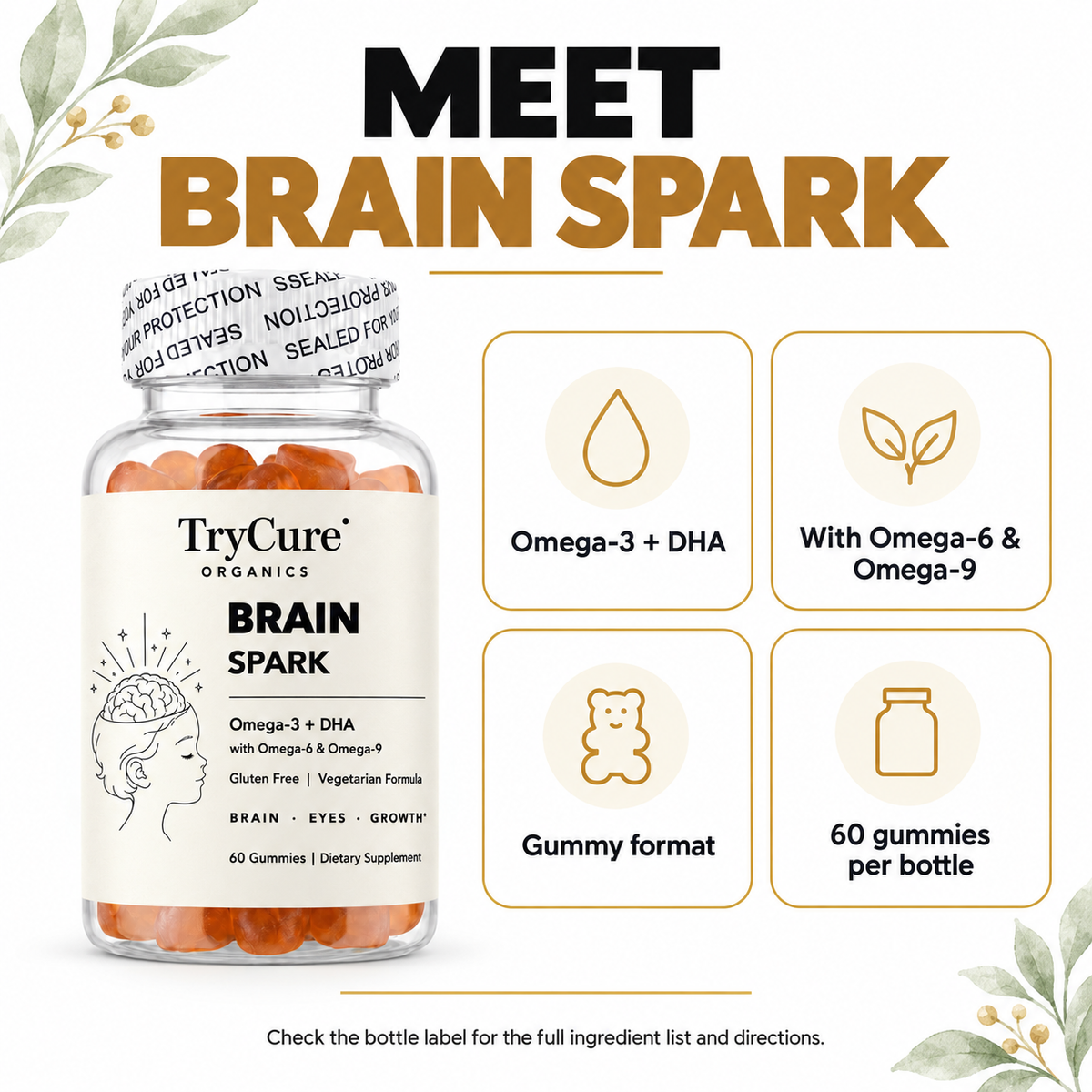 TryCure® Omega 3 - DHA Gummies For Kids — formula overview