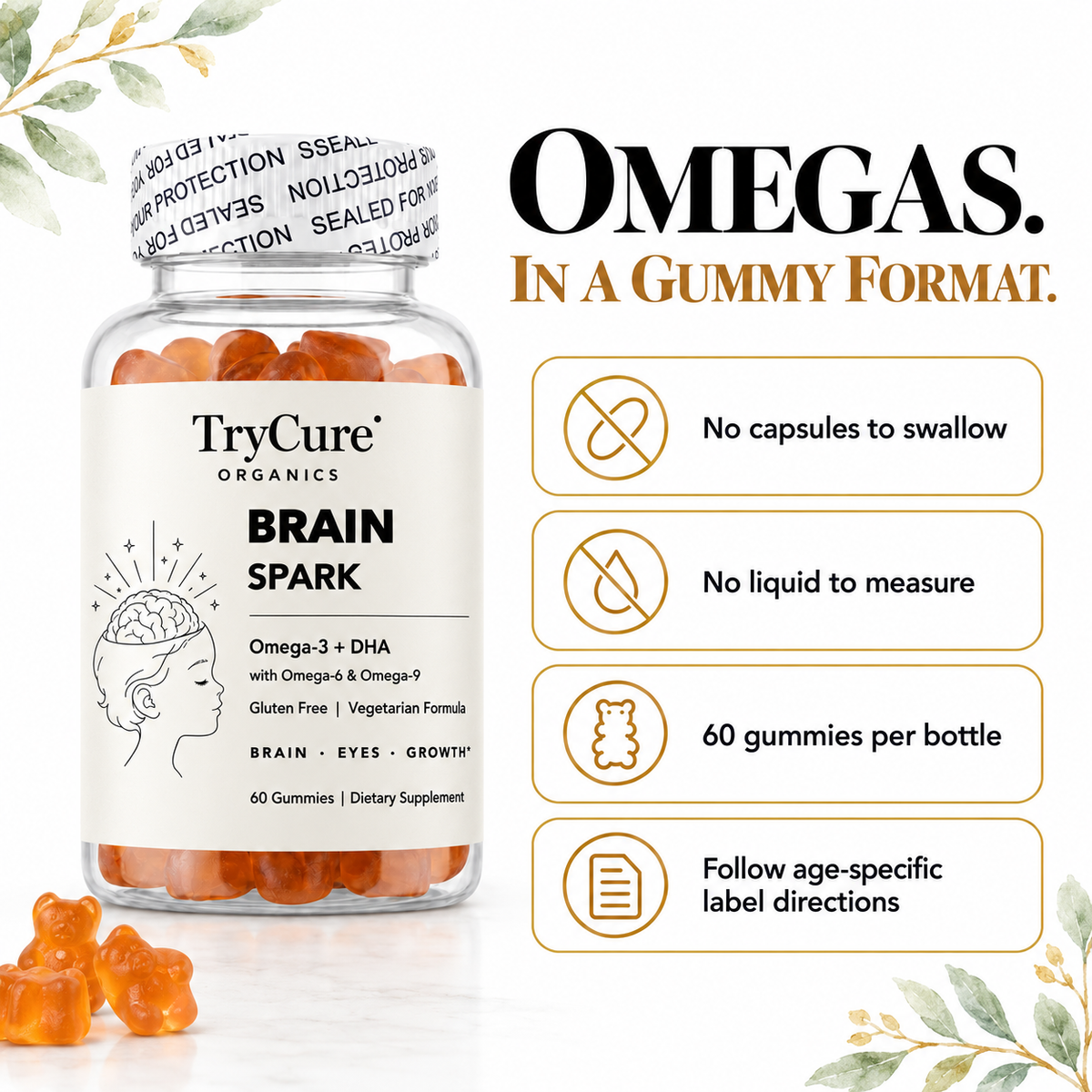 TryCure® Omega 3 - DHA Gummies For Kids — product format