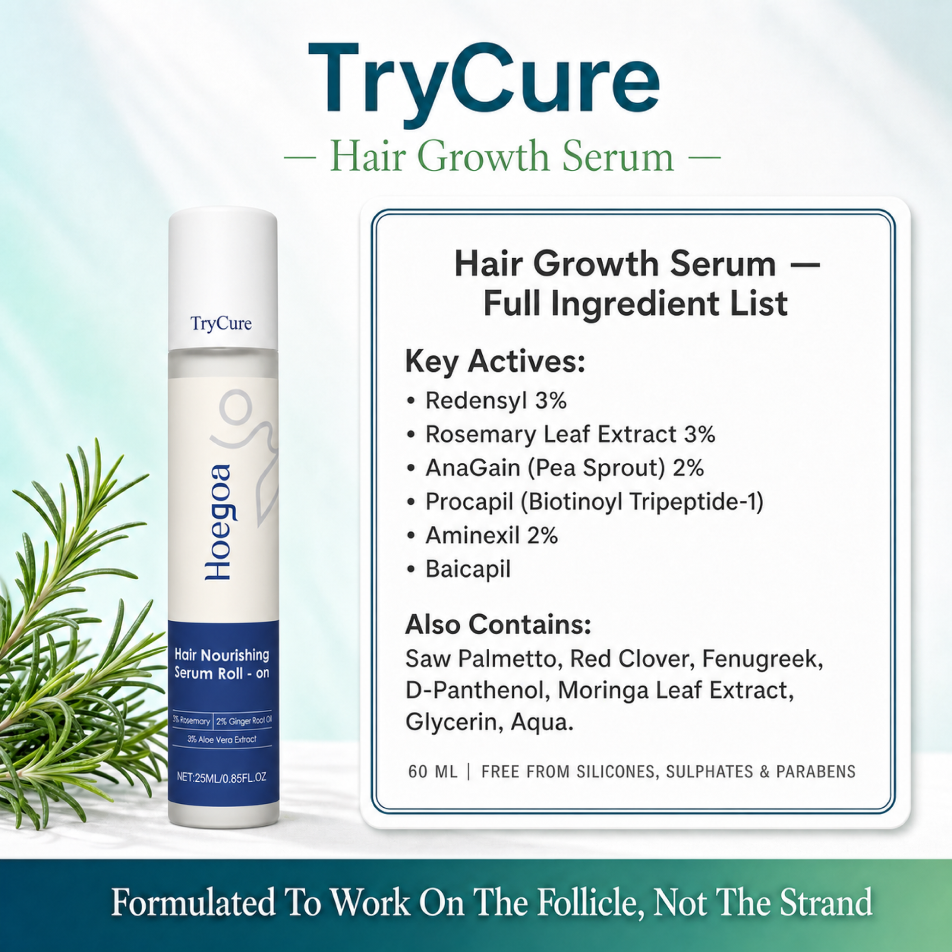 TryCure Korean Rosemary Hair Serum — 08 ingredient list