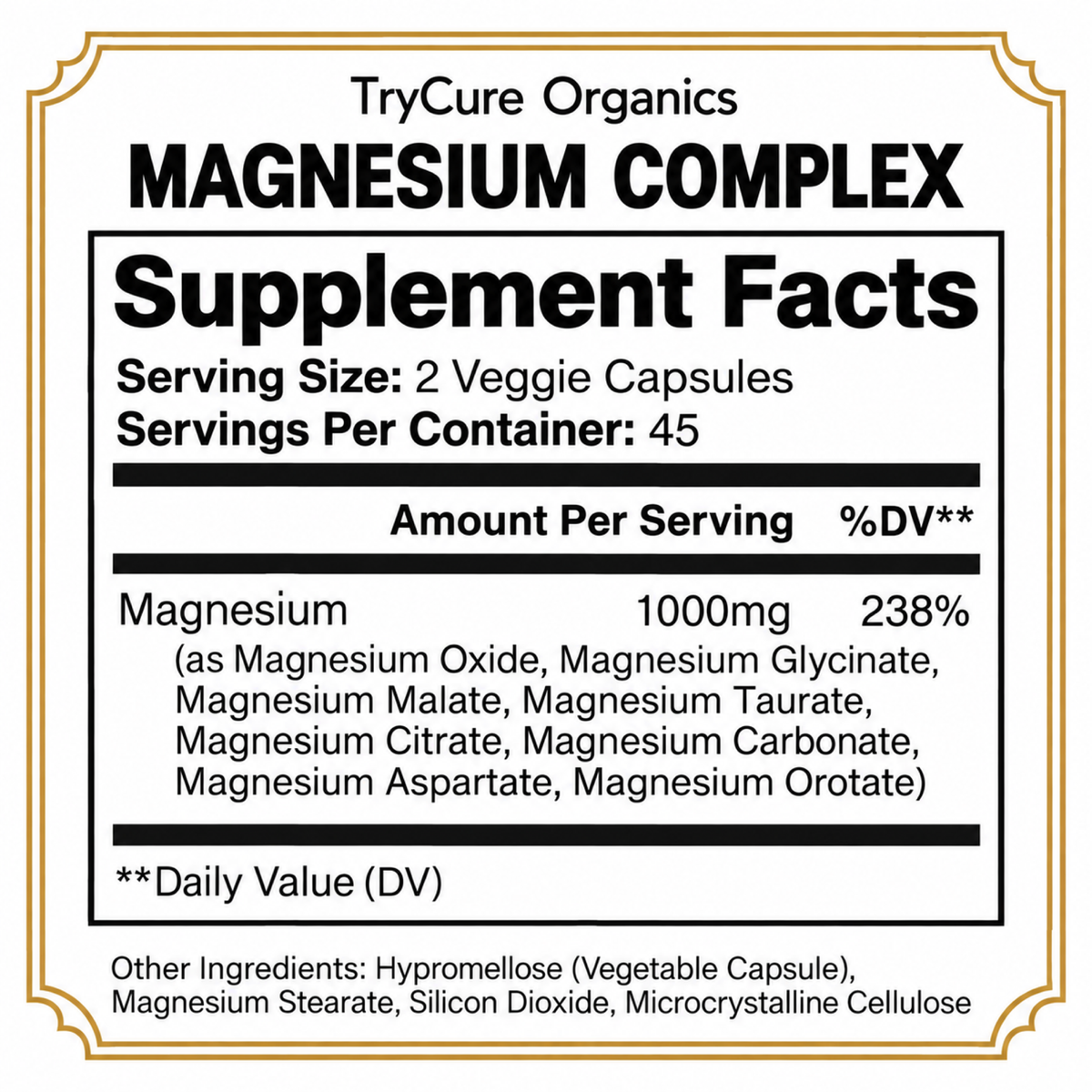 TryCure Magnesium Complex — Supplement Facts