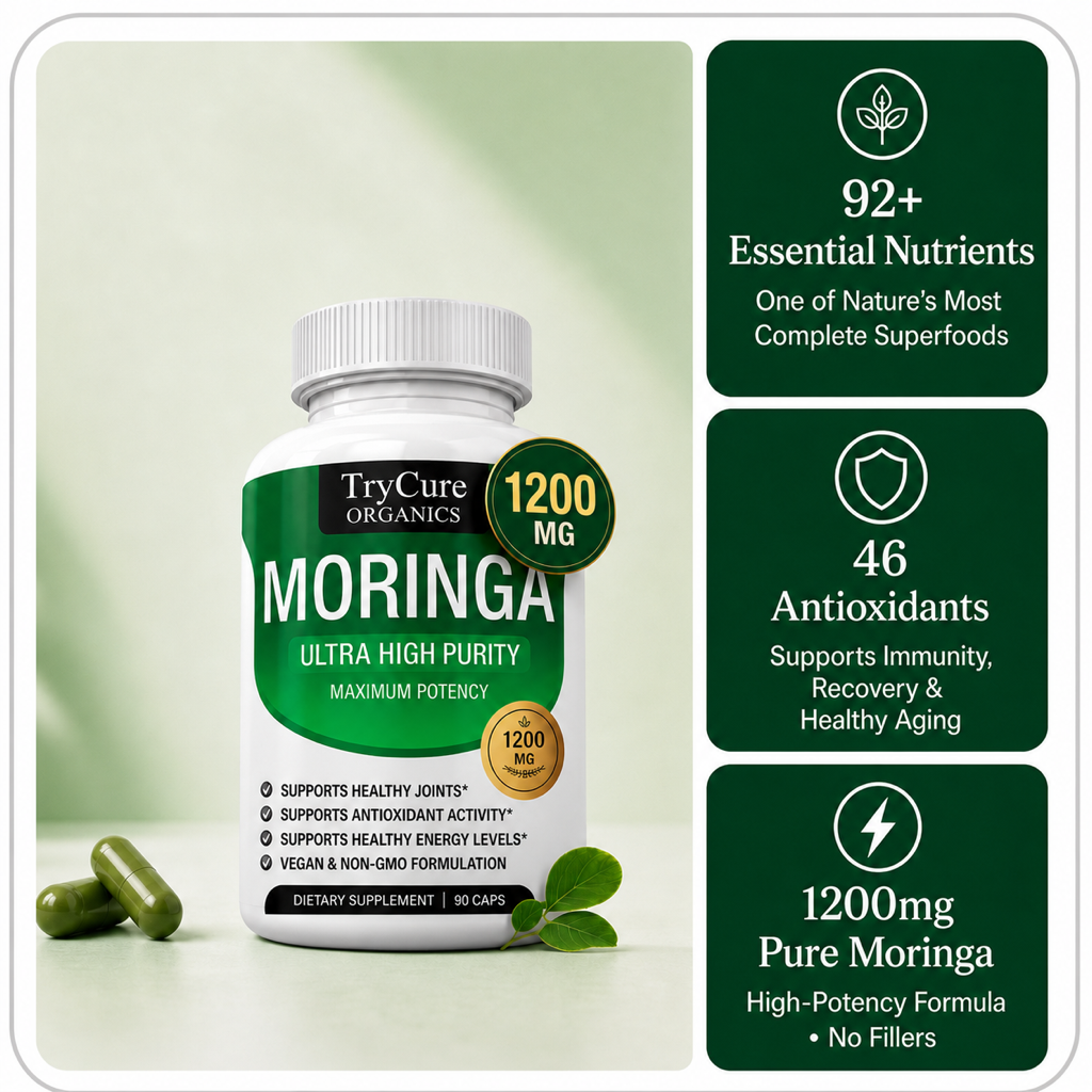 TryCure Moringa Oleifera 1200mg — Natural Energy & Fatigue Support — 01 of 05