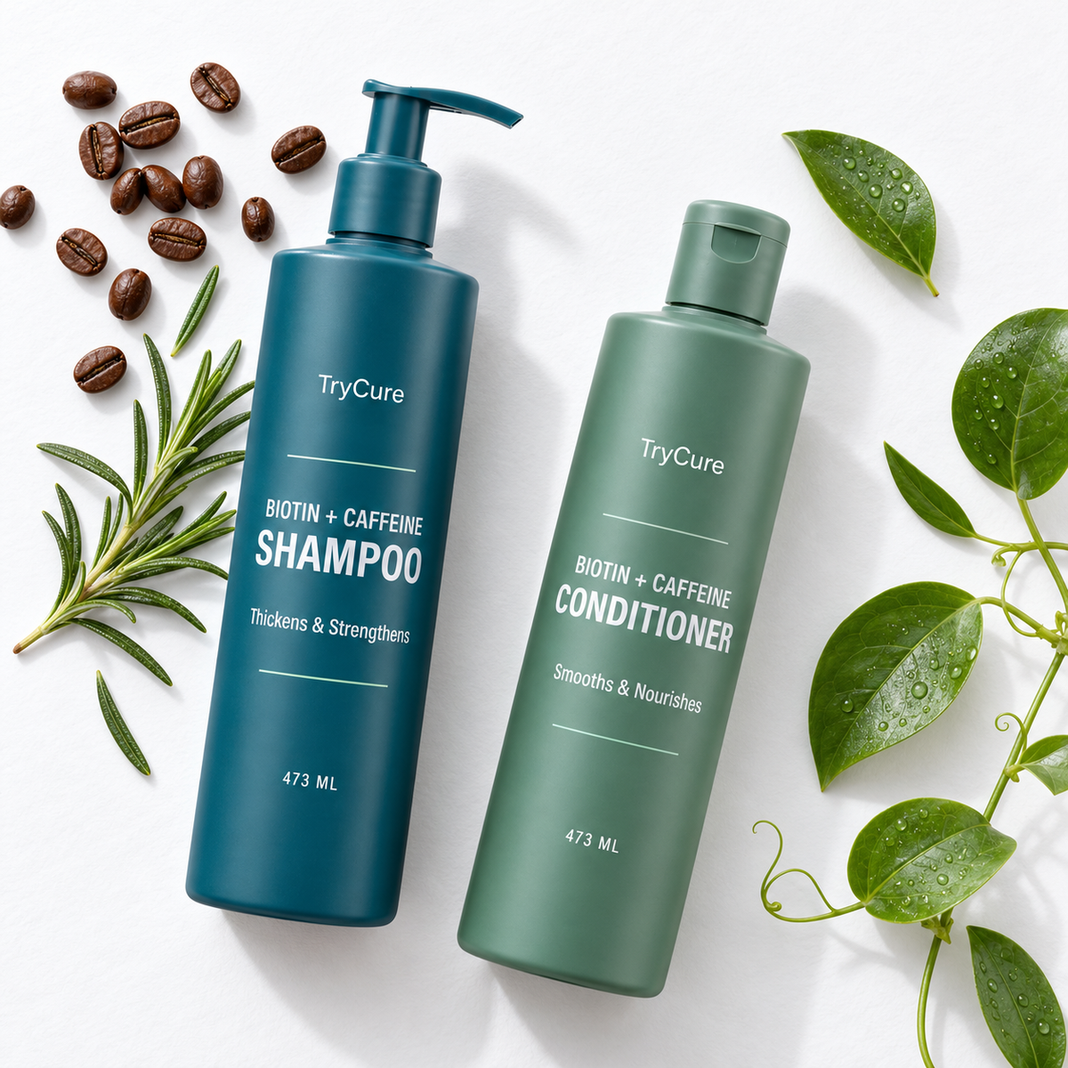 TryCure® Biotin Caffeine Shampoo and Conditioner Set — product detail photo