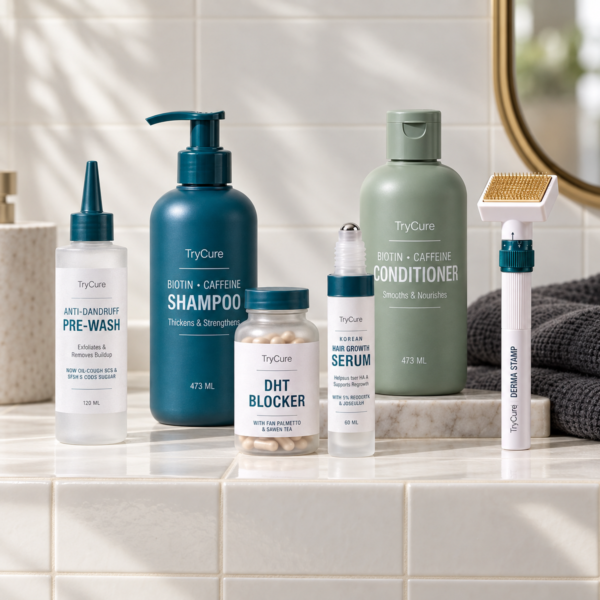 TryCure® Complete Korean Hair Care System — product lifestyle photo