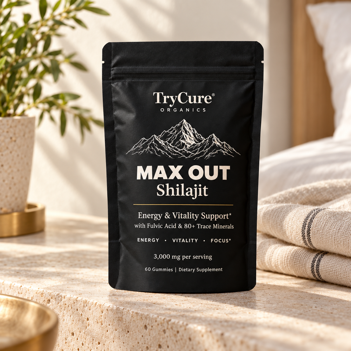 TryCure® MAX OUT SHILAJIT — product lifestyle photo
