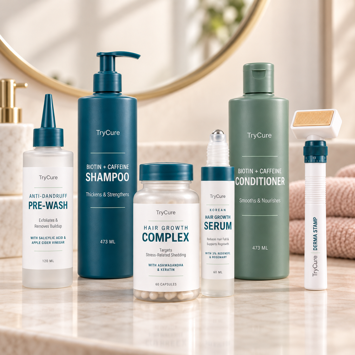 TryCure® Complete Womens Korean Hair Care System — product lifestyle photo