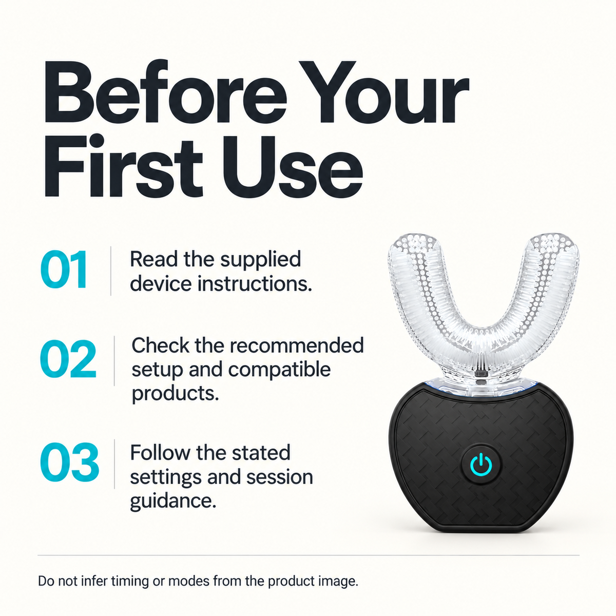 U-shaped toothbrush setup and instruction reminders
