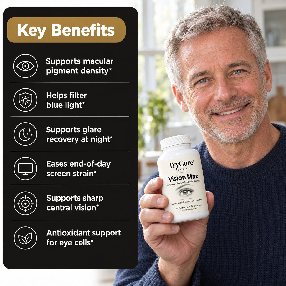 Key benefits of TryCure Vision Max eye vitamins