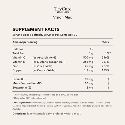 TryCure Vision Max Supplement Facts